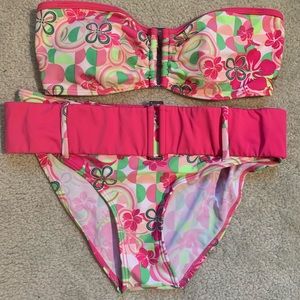 Y2k floral bathing suit set
